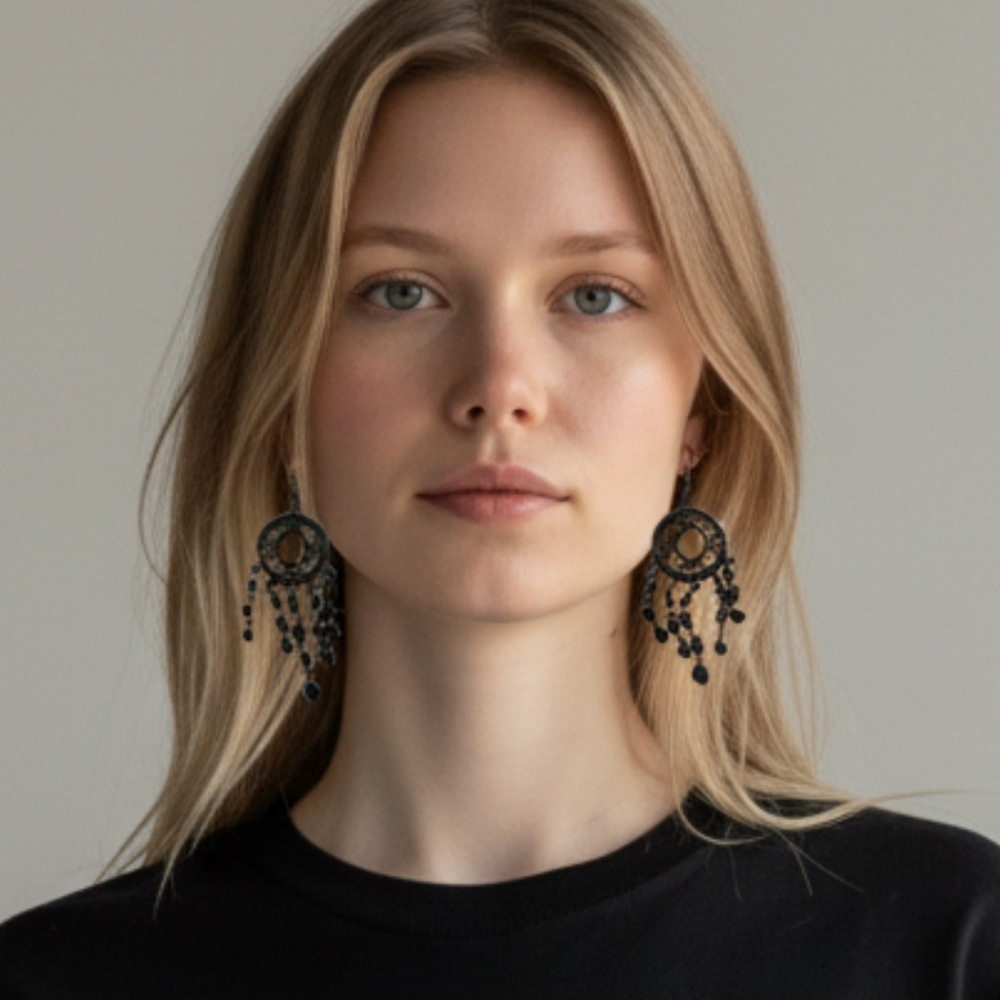 Elegant Black Dangle Fashion Earrings New